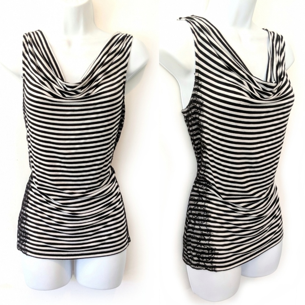 Ann Taylor Loft Black and White Striped Tank